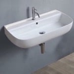 CeraStyle 078700-U Rectangular White Ceramic Wall Mounted or Vessel Sink